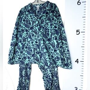 Adonna‎ 2PC Pajamas Set Blue Paisley Fleece Sleepwear XXL